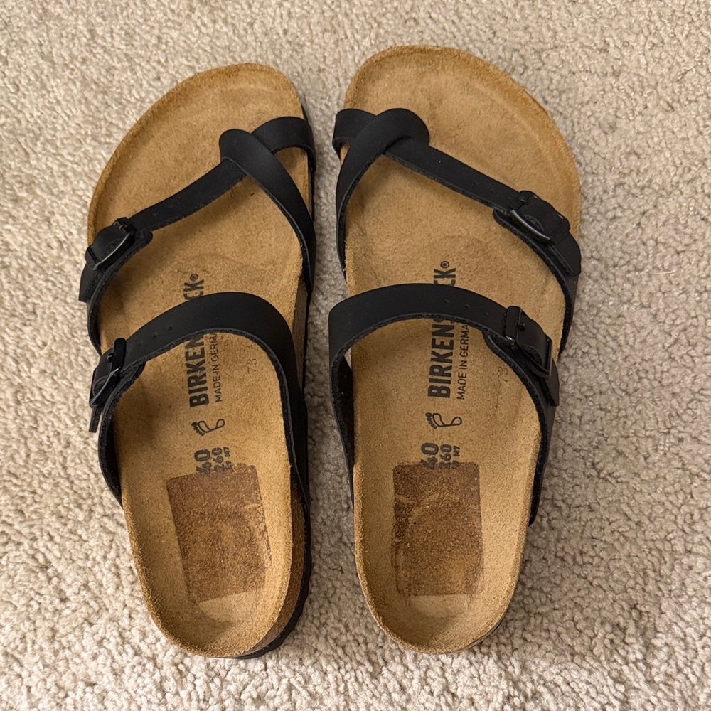 Birkenstock Black Leather Strappy Sandals